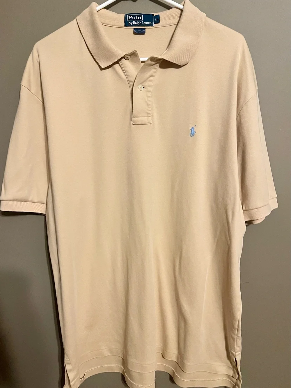 Polo by Ralph Lauren Beige Shirt with Light Blue Pony - Size XL